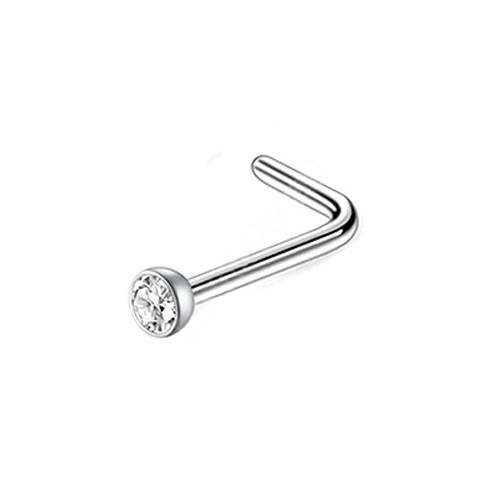 Piercing Nostril Nariz "L" Pedra Crystal Aço 316L